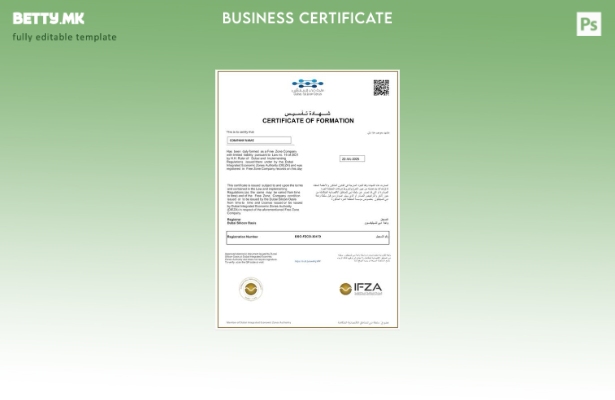 Модерен стил на ОАЕ сертификат за формирање Шаблон за Word и PDF